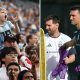Split image featuring Argentinian fans and Lionel Messi with Lionel Scaloni.