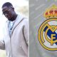 Split image featuring former Liverpool defender Ibrahima Konate and the Real Madrid crest.