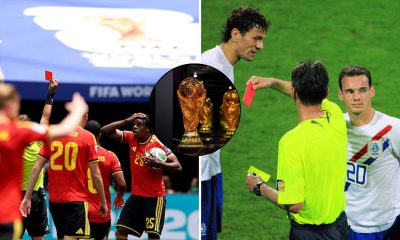 Split image featuring Ngoy sending off and the Battle of Nuremberg in 2006.