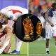 Split image featuring Turkish and Haiti players dejected.