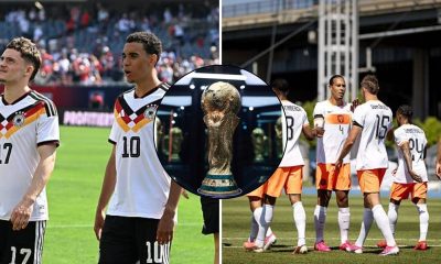 Split image featuring German stars and Netherlands team.