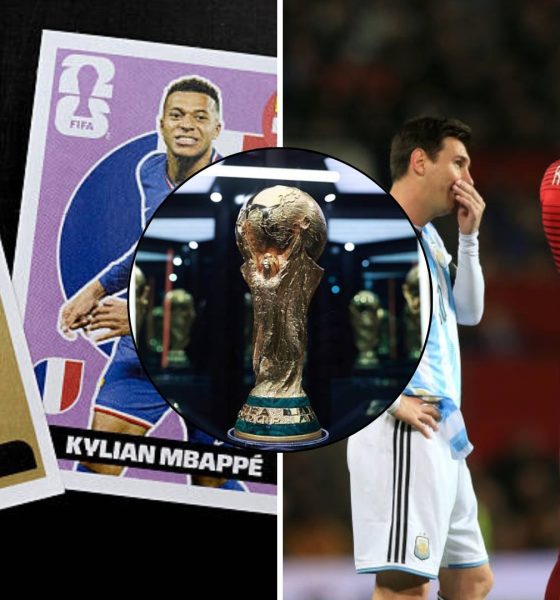 Split image featuring the new stars: Kylian Mbappe and Erling Haaland, and the legends: Lionel Messi and Cristiano Ronaldo.
