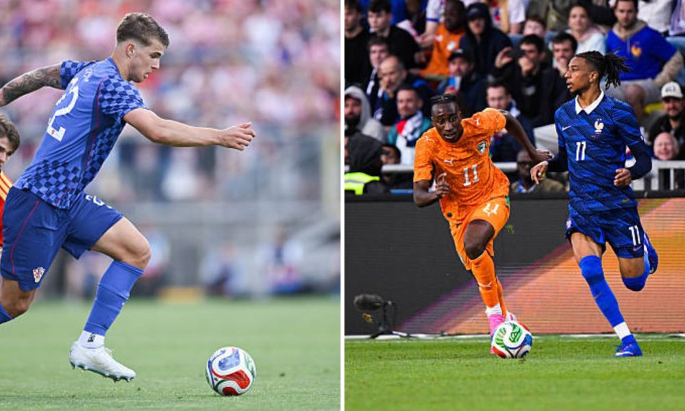 Split image featuring Luka Vuskovic and Yan Diomande.