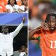 Split image featuring Ivory Coast manager Emerse Fae and Yan Diomande.