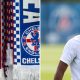 Split image featuring Aston Villa, Chelsea crests and Ibrahim Mbaye.