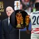 Split image featuring Donald Trump, Infantino and Folarin Balogun.