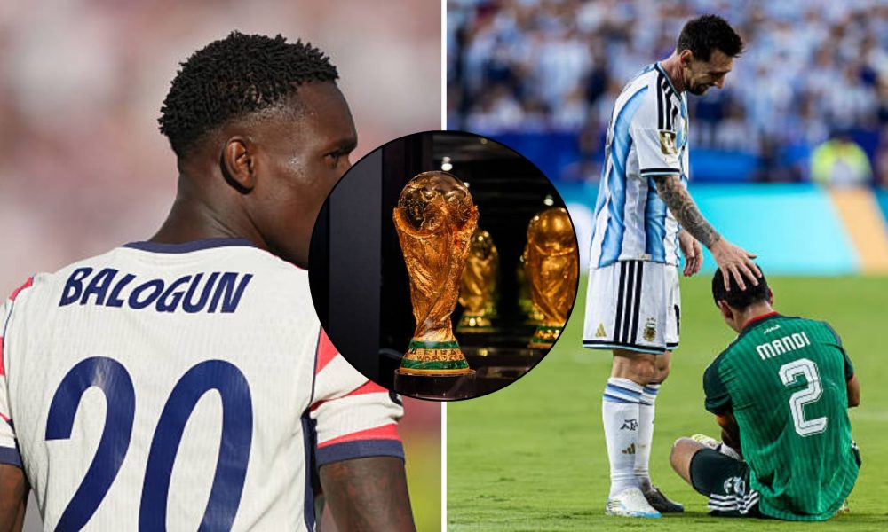 Split image featuring Folarin Balogun and Lionel Messi.