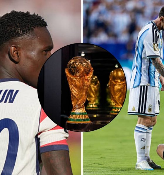 Split image featuring Folarin Balogun and Lionel Messi.