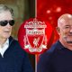 Split image featuring John Henry, Liverpool's current owner, Liverpool's crest and Jeff Bezos.