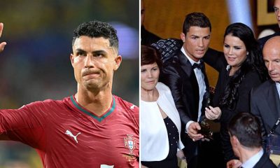 Split image featuring Cristiano Ronaldo and his sister.