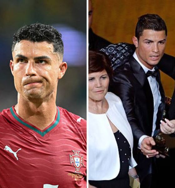Split image featuring Cristiano Ronaldo and his sister.