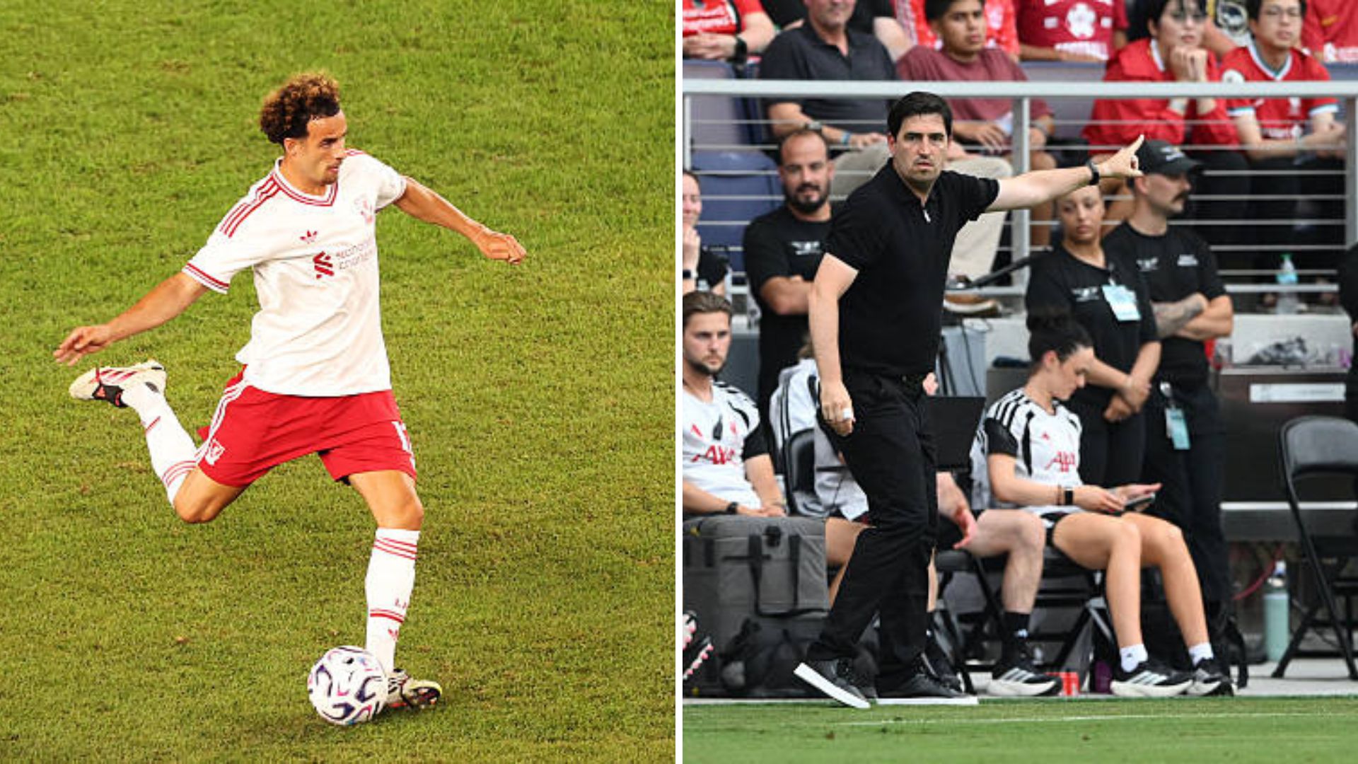 Split image featuring Curtis Jones and Andoni Iraola.