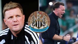 Split image featuring Matthias Jaissle, Eddie Howe and the Newcastle United crest.