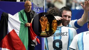 Split image featuring Hossam Hassan and Lionel Messi.