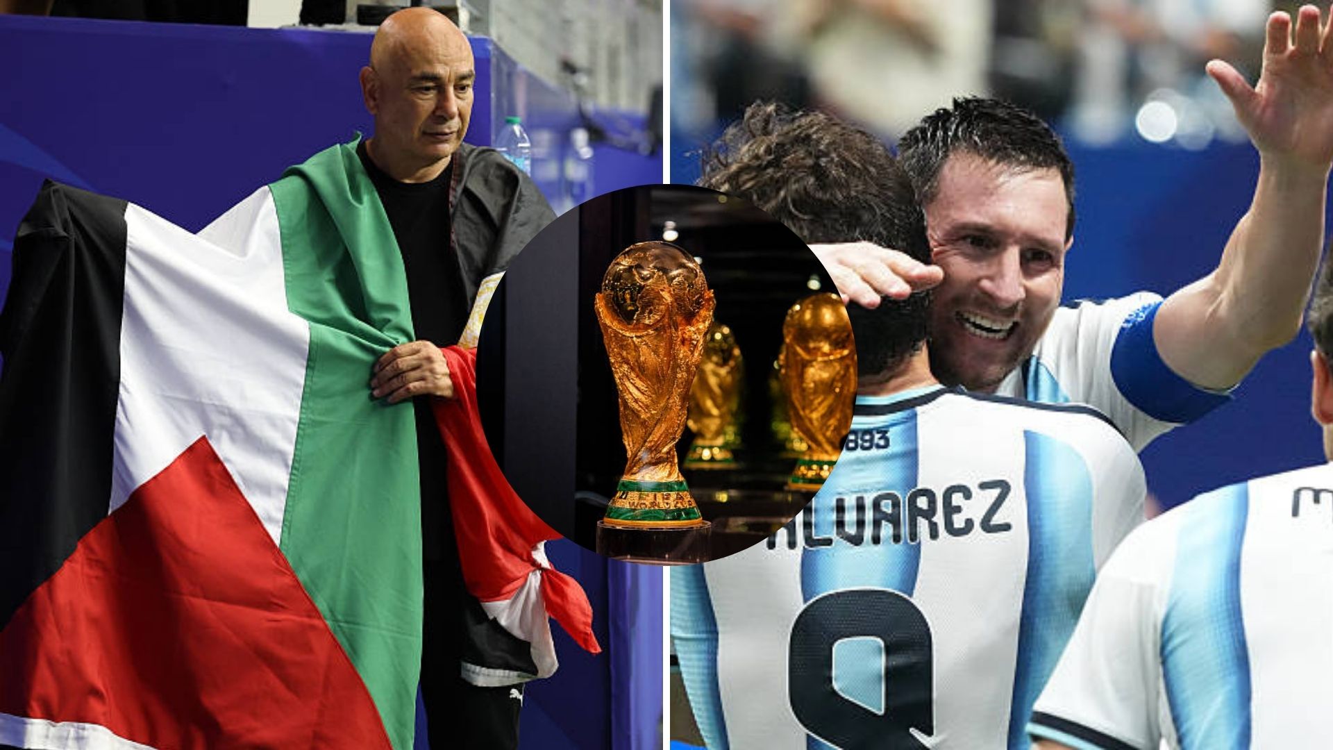 Split image featuring Hossam Hassan and Lionel Messi.