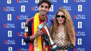 Ferran Torres presented with Man of the Match in Spain's World Cup 2026 final by Shakira after scoring the winner days after reported split from girlfriend.