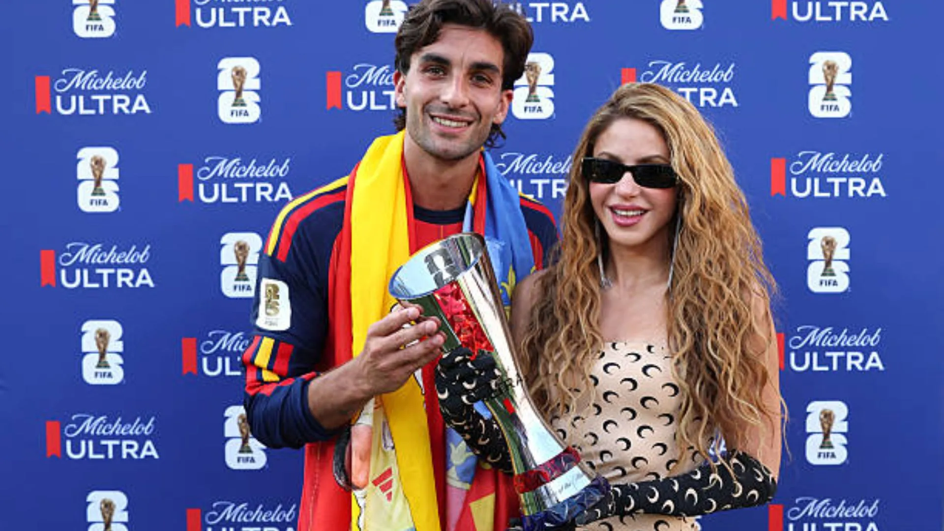 Ferran Torres presented with Man of the Match in Spain's World Cup 2026 final by Shakira after scoring the winner days after reported split from girlfriend.