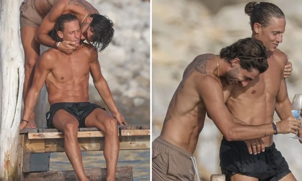 Ferran Torres and Marcos Llorente celebrating Spain's World Cup victory during their Ibiza holiday