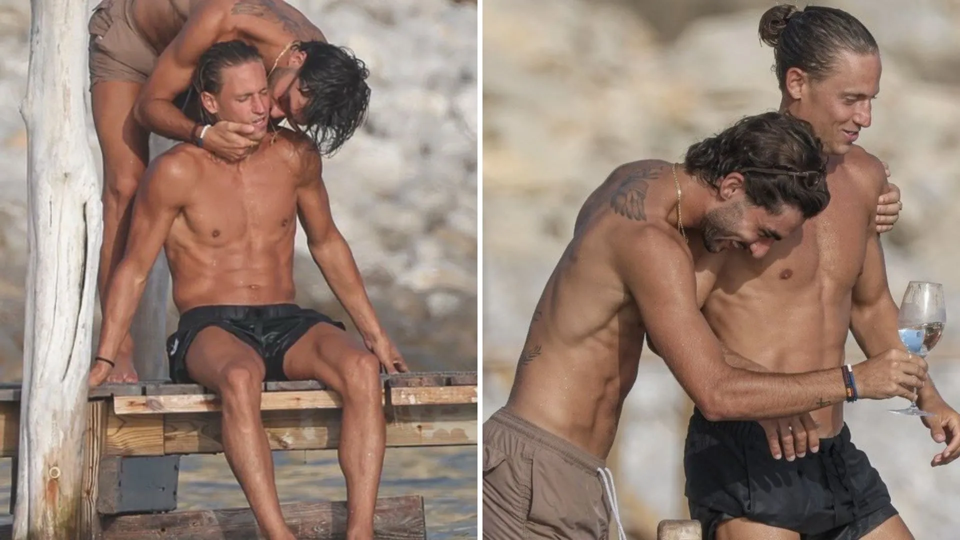 Ferran Torres and Marcos Llorente celebrating Spain's World Cup victory during their Ibiza holiday