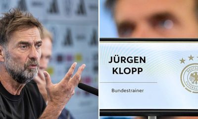 Split image featuring Jurgen Klopp and the DFB confirmation of him becoming the Bundestrainer.