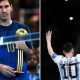 Split image featuring Lionel Messi's 2014 and 2022 Golden Ball win.