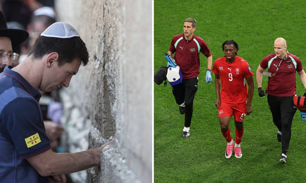 Split image featuring Lionel Messi and Johan Manzambi.