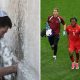 Split image featuring Lionel Messi and Johan Manzambi.