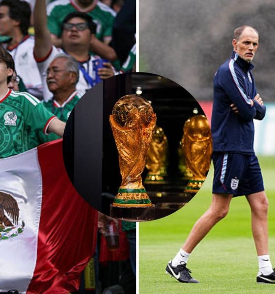 Split image featuring Mexico fans and Thomas Tuchel