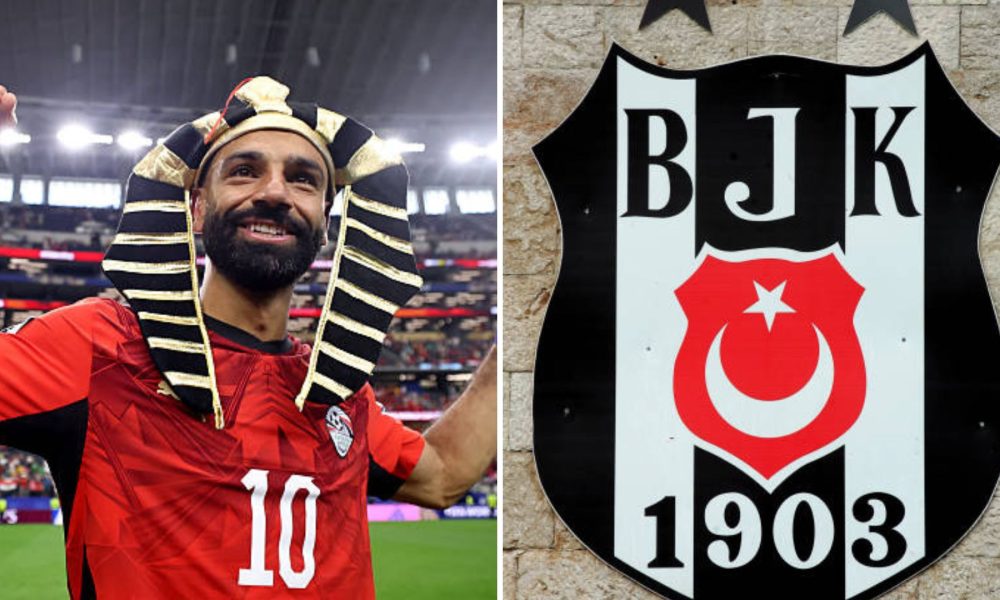 Split image featuring Mohamed Salah and the Besiktas logo.