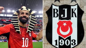Split image featuring Mohamed Salah and the Besiktas logo.