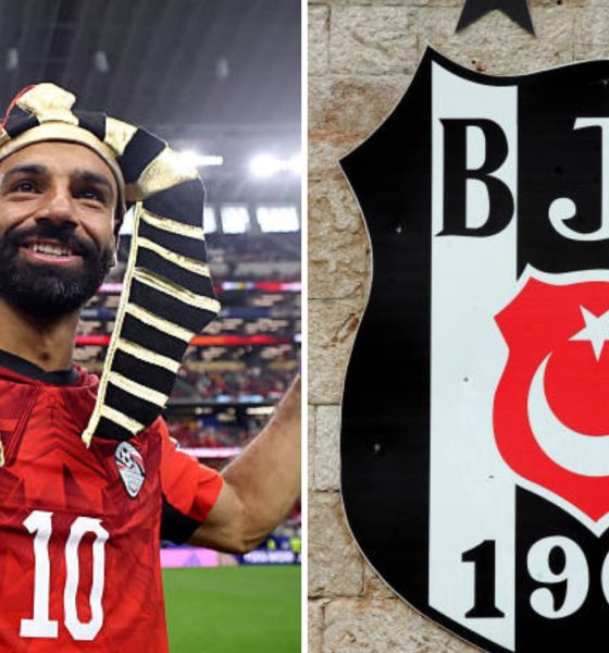 Split image featuring Mohamed Salah and the Besiktas logo.