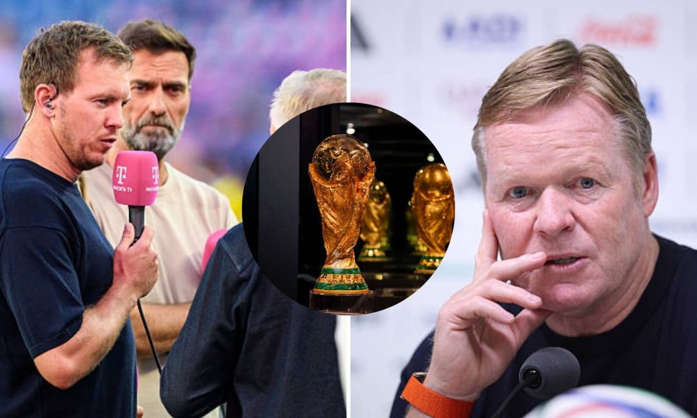 Split image featuring Julian Nagelsmann, Jurgen Klopp and Ronald Koeman