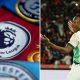 Split image featuring logos of Premier League clubs and Yan Diomande.