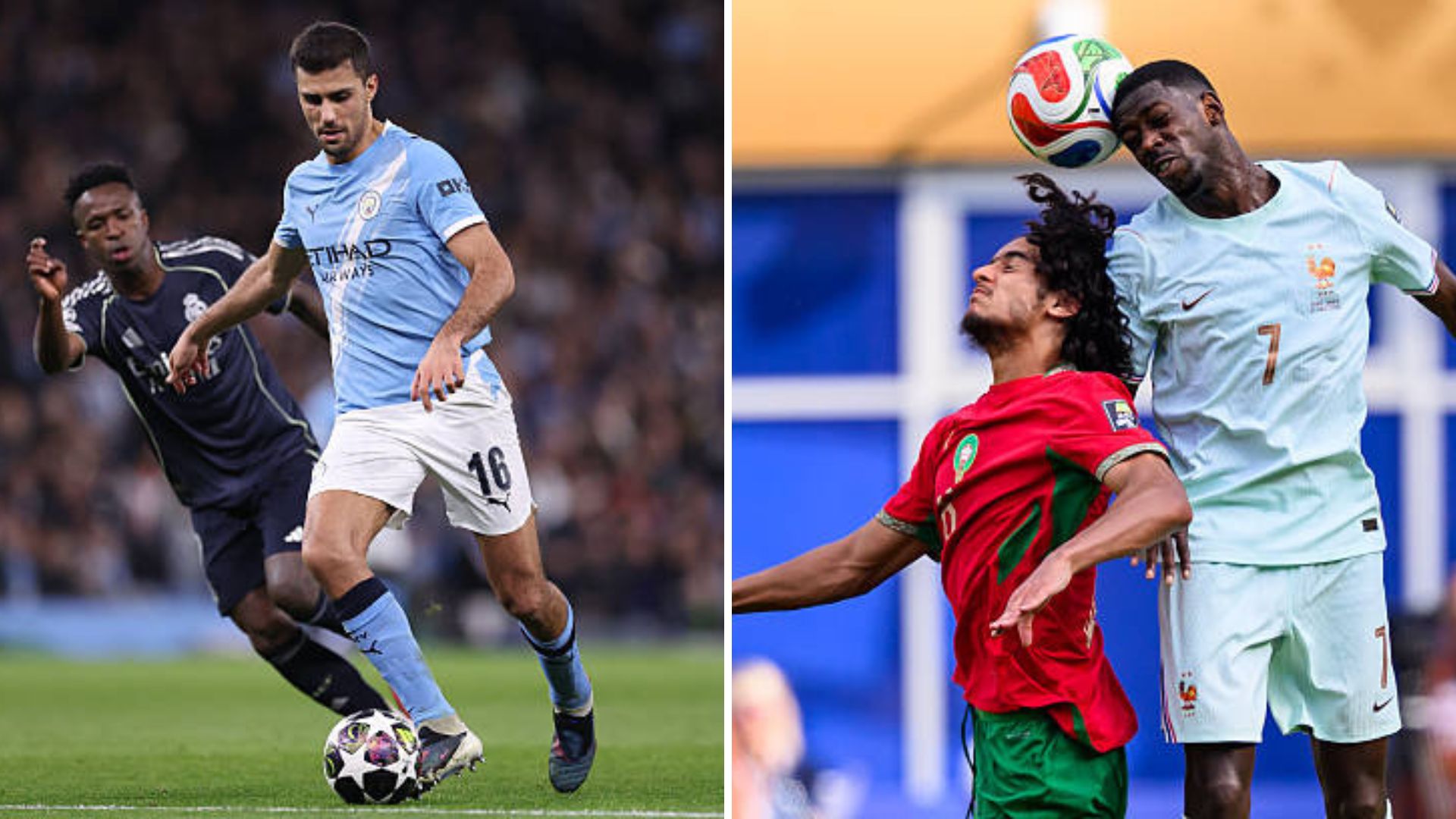 Split image featuring Rodri and Bouaddi.