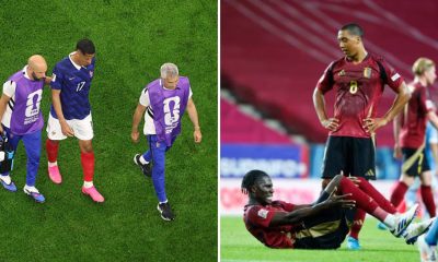 Split image featuring William Saliba, Amadou Onana, and William Saliba.