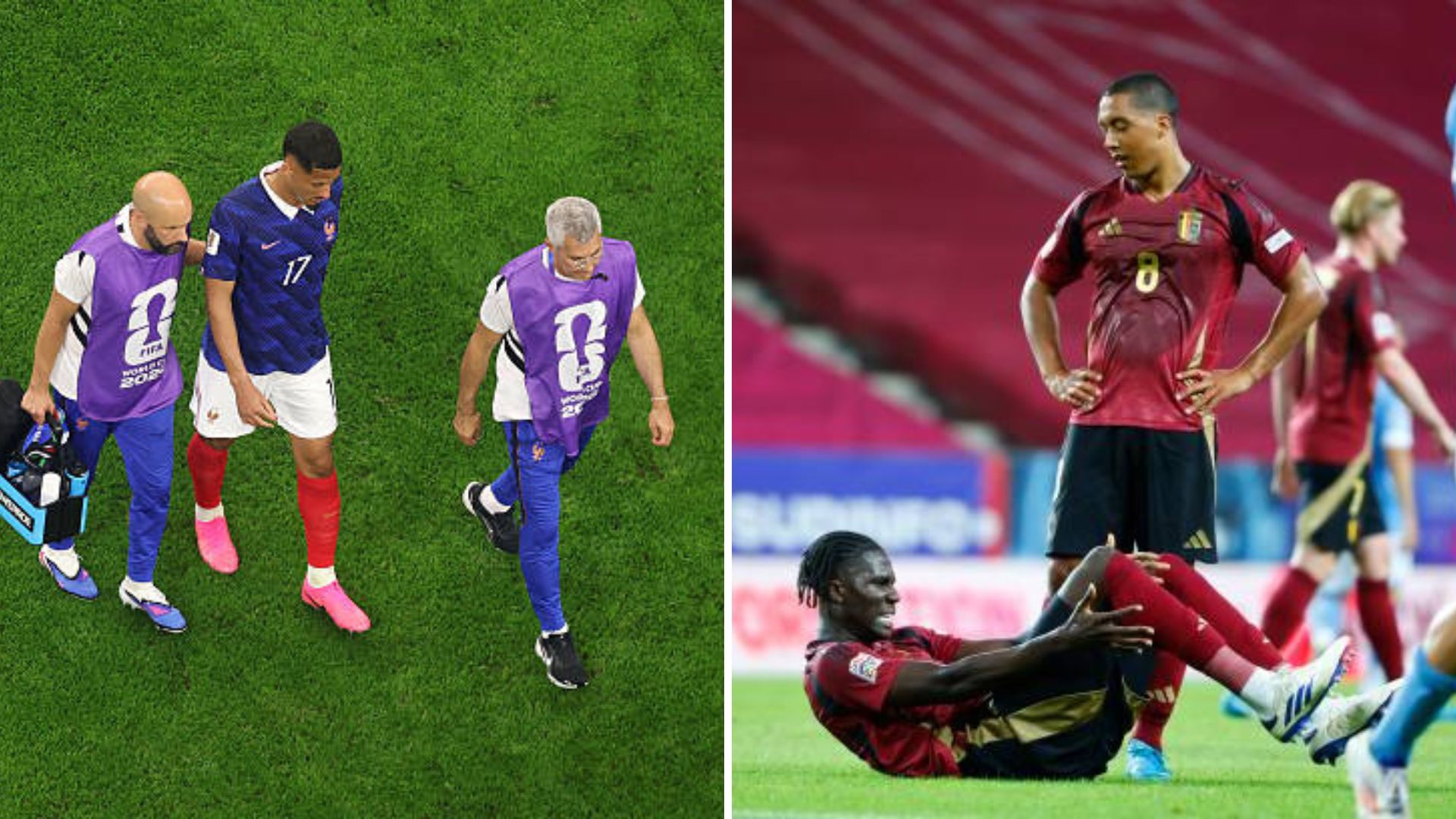 Split image featuring William Saliba, Amadou Onana, and William Saliba.