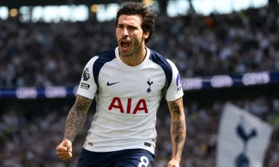 Sandro Tonali in a Tottenham kit after his reported £100 million transfer from Newcastle United