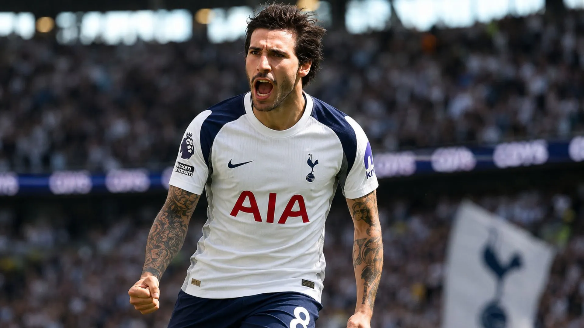 Sandro Tonali in a Tottenham kit after his reported £100 million transfer from Newcastle United