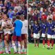 Split image featuring Spain and France contrasting emotions