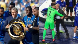Split image featuring Chelsea's current owner and Roman Abramovich.