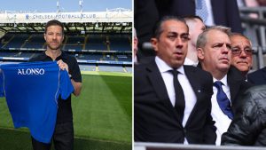 Split image featuring Chelsea's manager Xabi Alonso and BlueCo