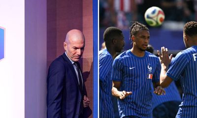 Split image featuring Zinedine Zidane and the French national team attack.