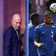 Split image featuring Zinedine Zidane and the French national team attack.