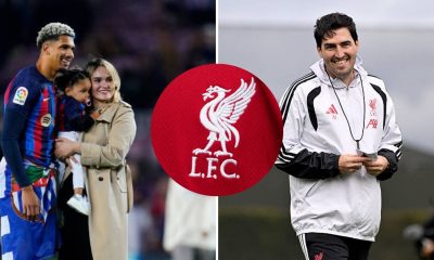 Split image featuring Ronald Araujo's family and Andoni Iraola.