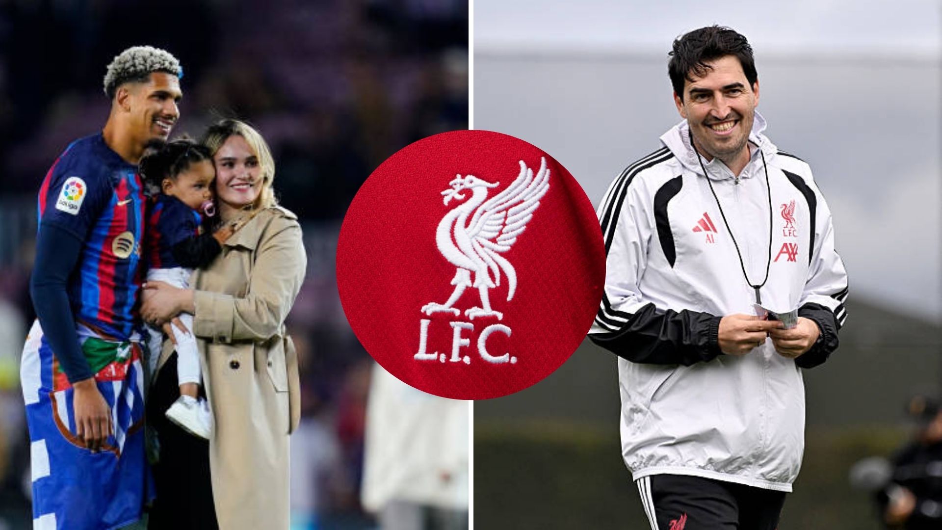Split image featuring Ronald Araujo's family and Andoni Iraola.
