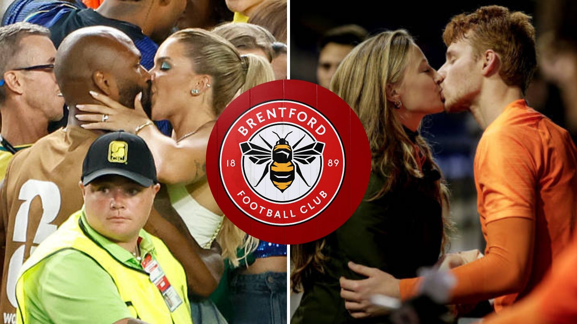 Split image featuring Igor Thiago and Sepp Van den Berg with their WAGs