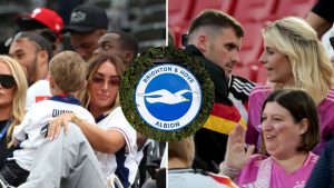 Split image featuring wives of Lewis Dunk and Pascal Gross.