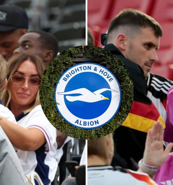 Split image featuring wives of Lewis Dunk and Pascal Gross.