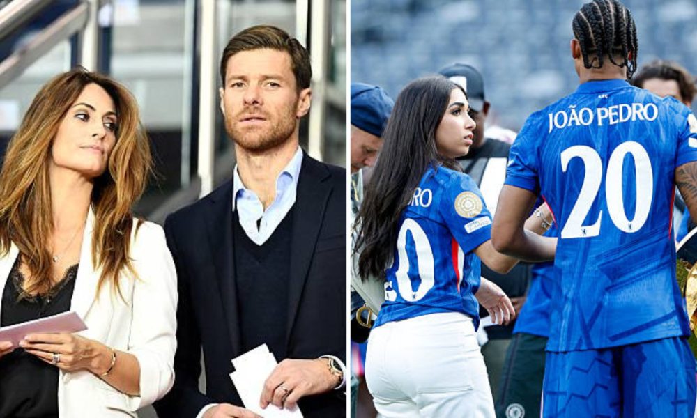 Split image featuring Joao Pedro and Xabi Alonso with their partners