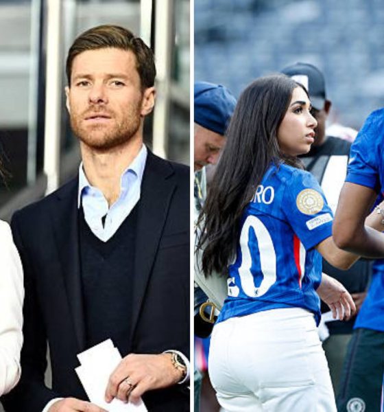 Split image featuring Joao Pedro and Xabi Alonso with their partners